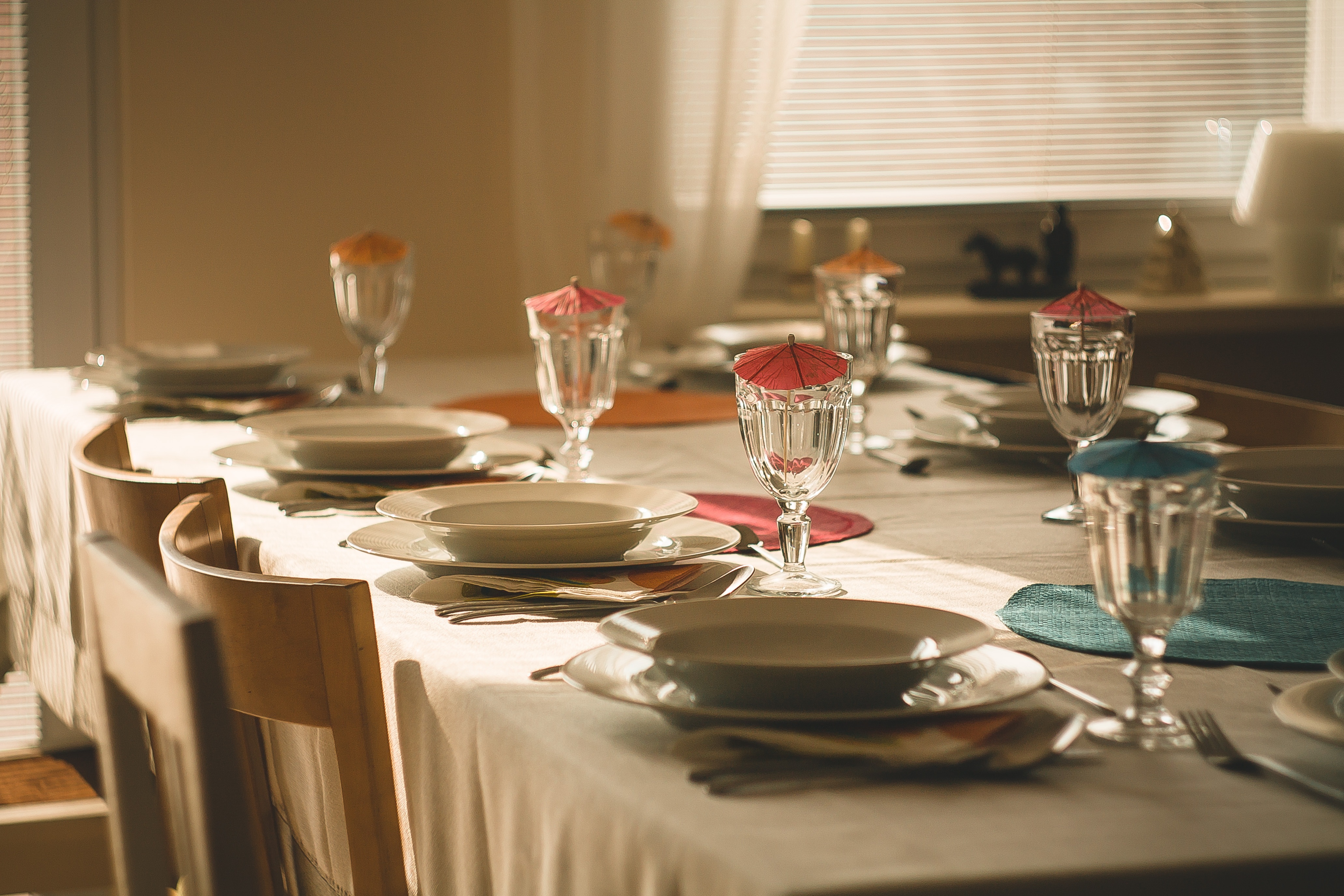table setup with poly linens in Sioux Falls